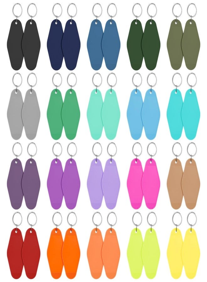 LOTMER 40 PCS Hotel Keychain Blank with Key Rings, 20 Colors Plastic Rhombus Motel Keychain, Keychain Blanks for DIY Keychains and Luggage Tag(Deep Colour) - Image 1